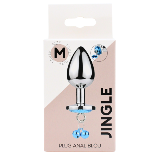 Plug bijou aluminium bleu avec clochettes Taille M JINGLE 